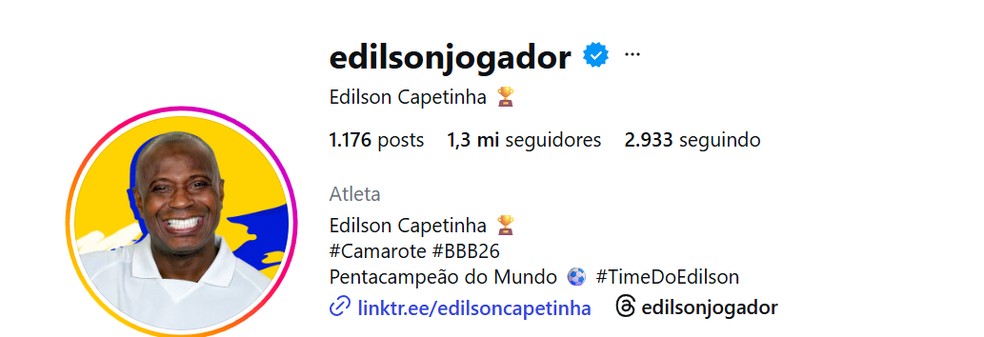 Veja quantos seguidores tem Edilson, do BBB 26, atualmente — Foto: reprodução/Instagram