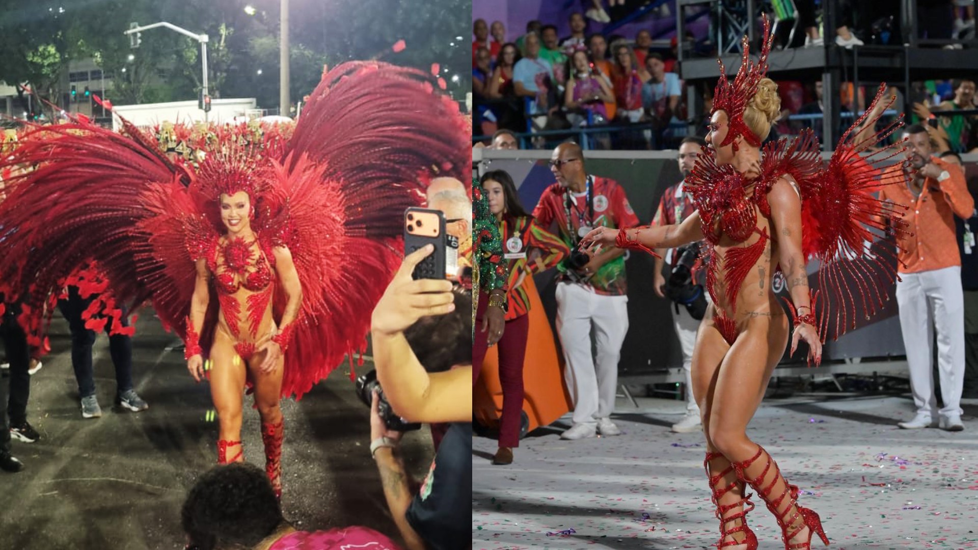 Após problema com costeiro, Virginia termina o desfile sem o adereço