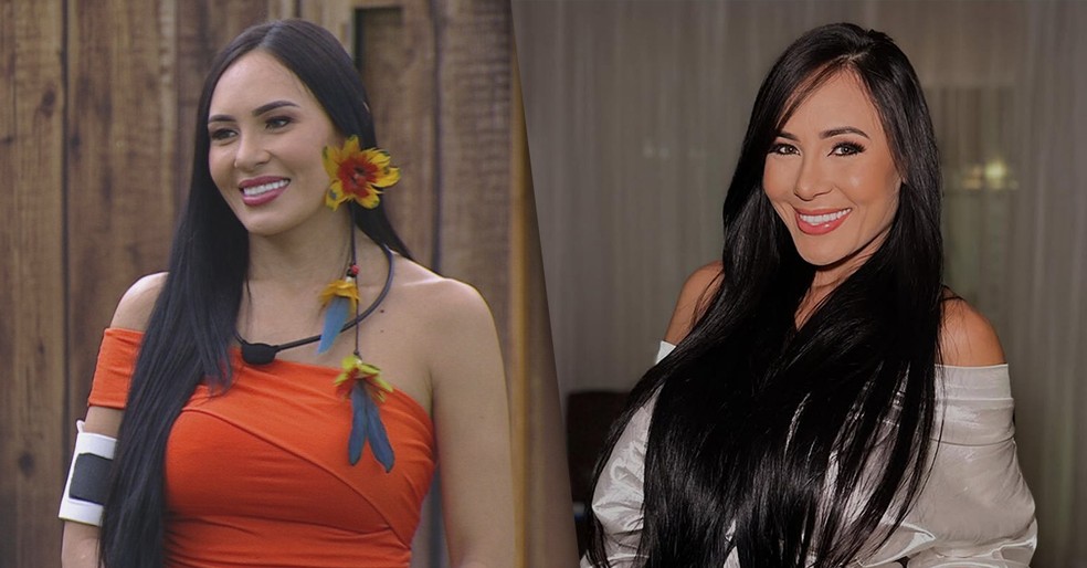 Antes e depois de Arleane, do BBB 25 — Foto: Globo / Reprodução / Instagram