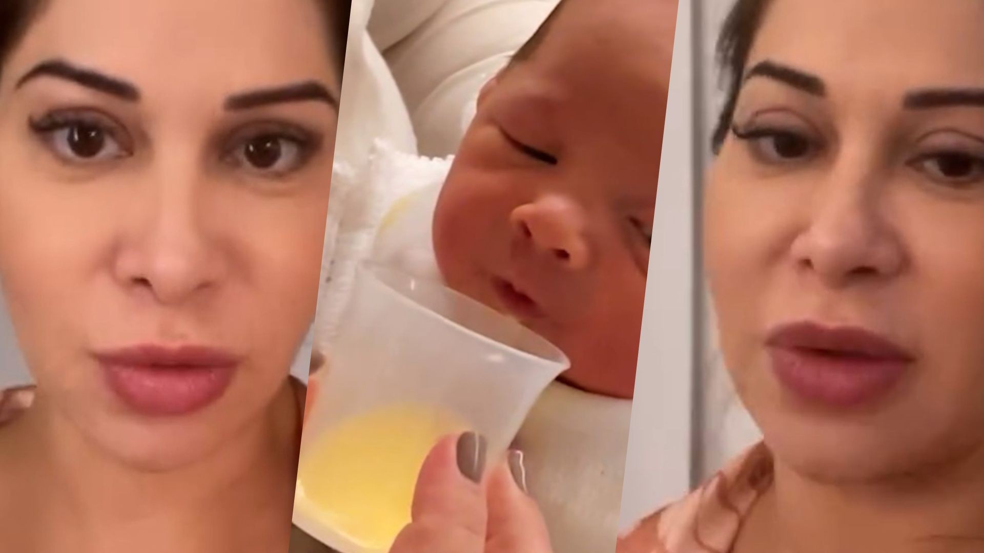 Maíra Cardi explica por que filha recém-nascida já usa copo para tomar leite