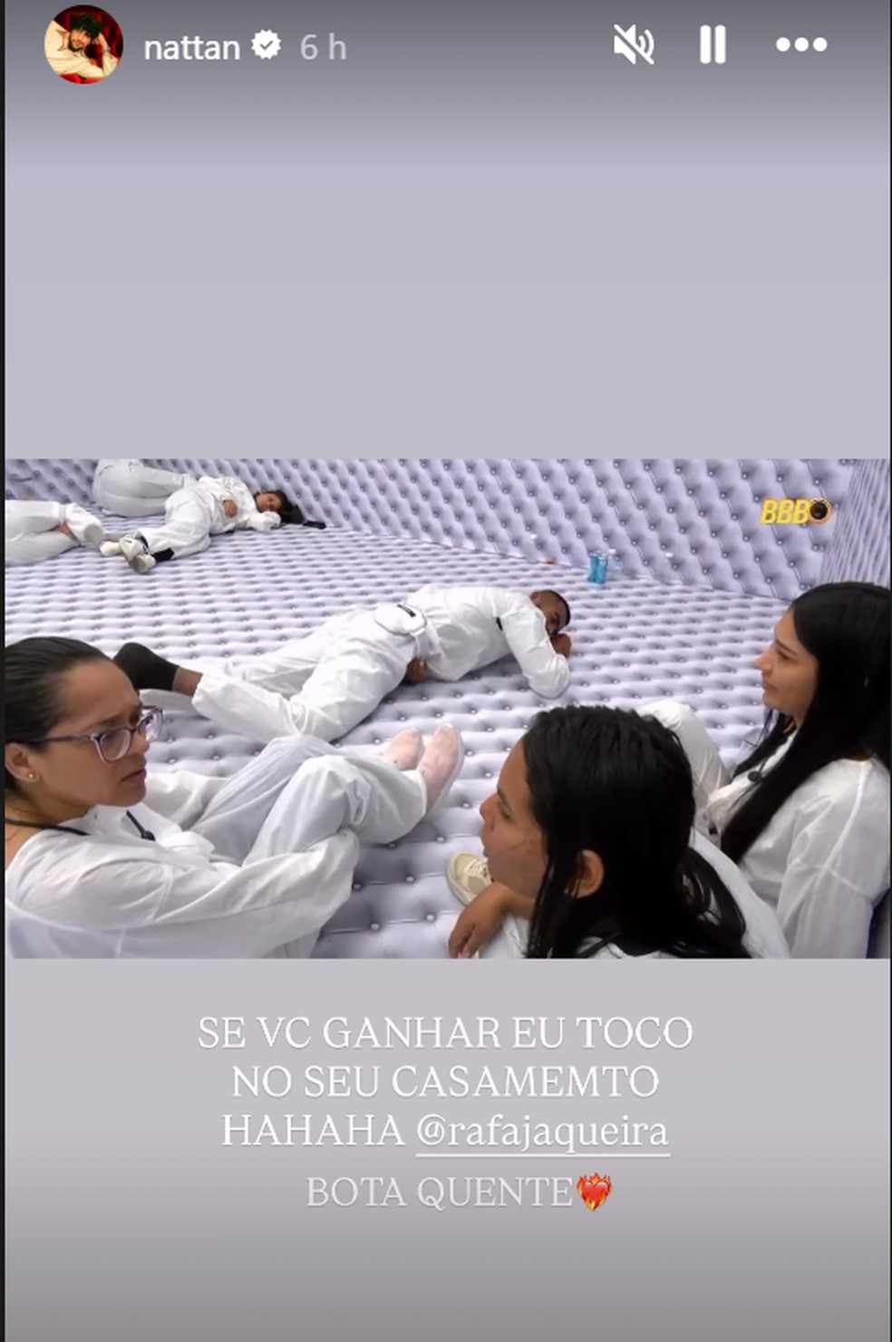 Nattan faz promesa para Rafaella do Quarto Branco — Foto: Reprodução/ X