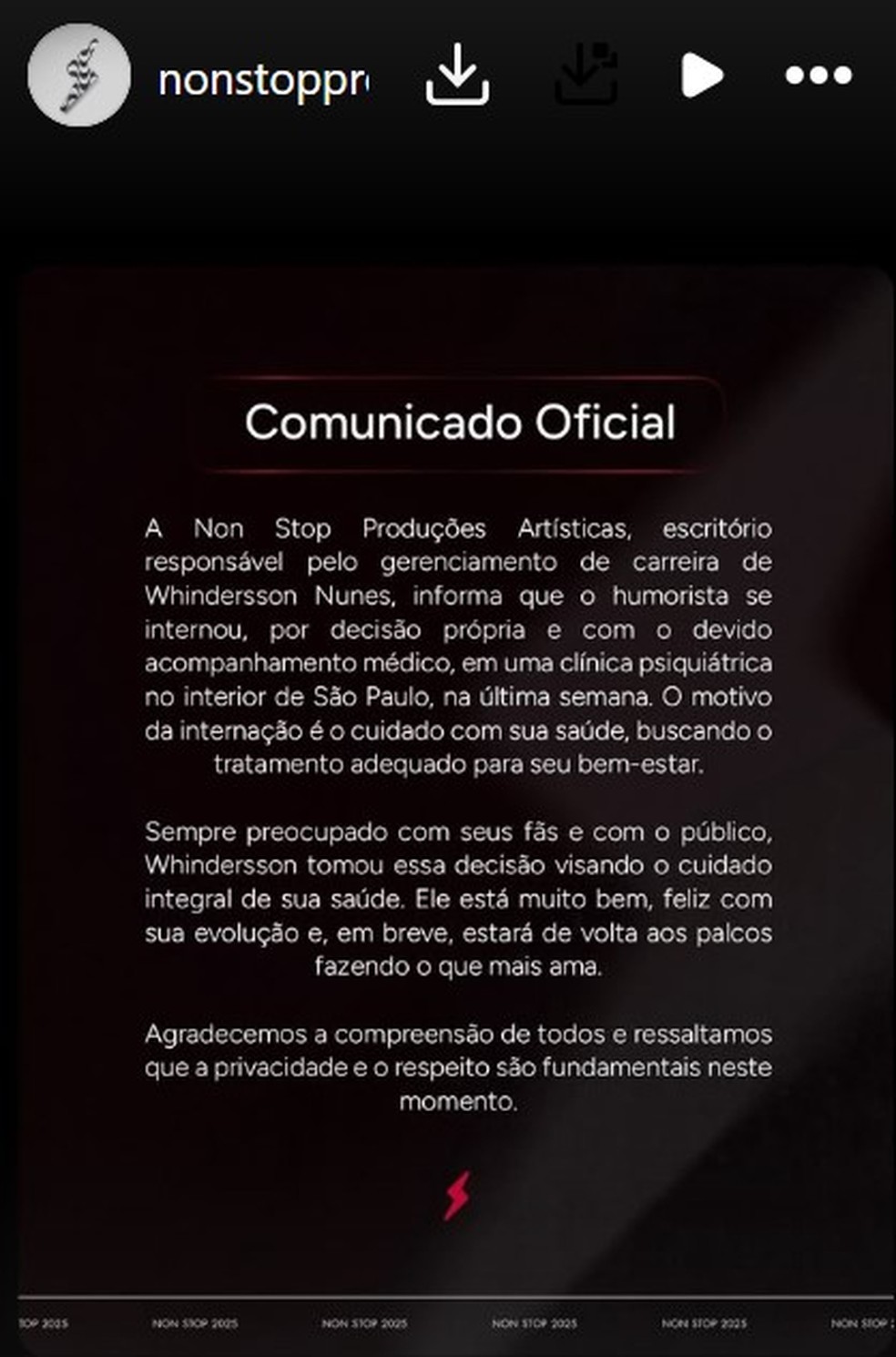 Whindersson Nunes se interna em clínica psiquiátrica — Foto: Reprodução/Instagram