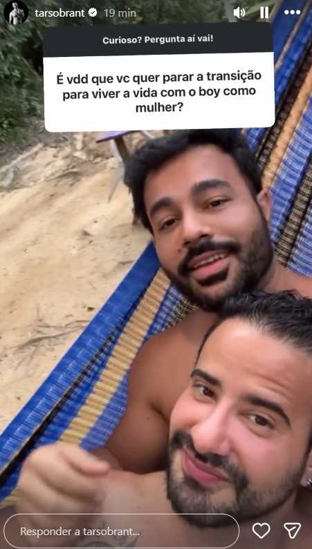 Namorando, Tarso Brant revela que reduziu testosterona para avaliar funcionamento dos ovários