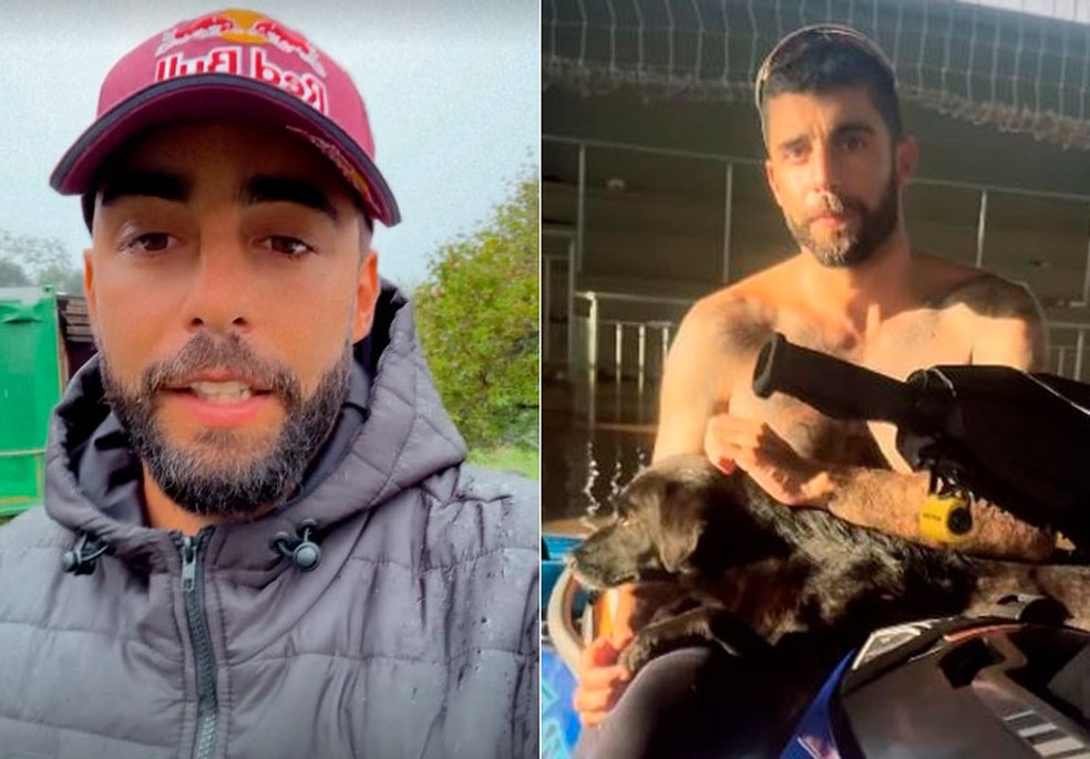 Pedro Scooby pretende adotar cachorro que resgatou no Rio Grande do Sul: 'Tive uma conexão' — Foto: Reprodução/Instagram