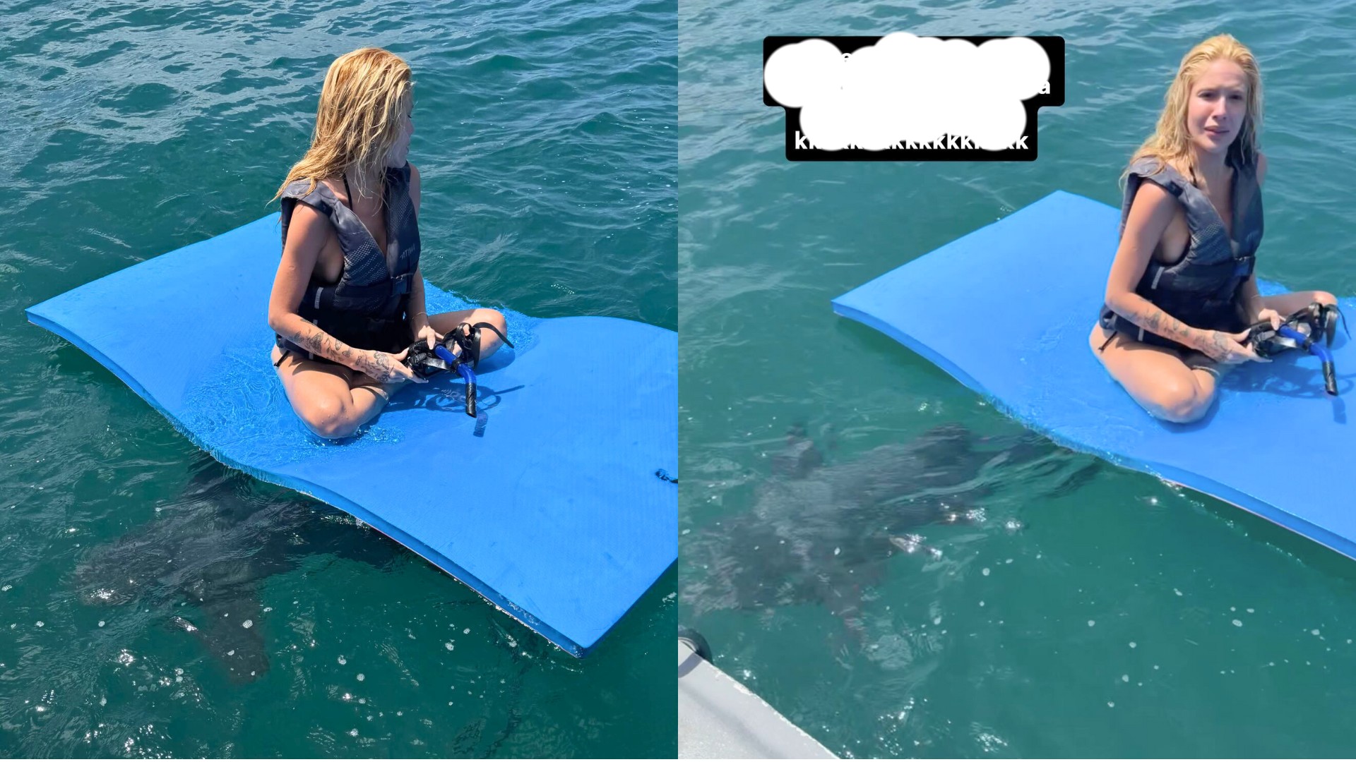 Karoline Lima mostra perrengue ao nadar no mar em Fernando de Noronha: 'Dois tubarões do meu lado'