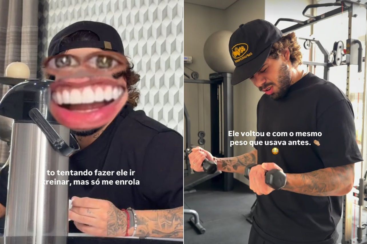 Ana Castela insiste para Zé Felipe treinar e mostra peso 'pesado' do namorado: 'Só me enrola'