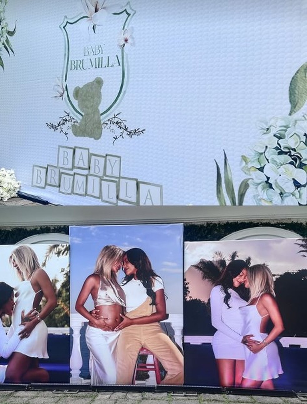 Painel com fotos de Brunna e Lud — Foto: Reprodução do Instagram
