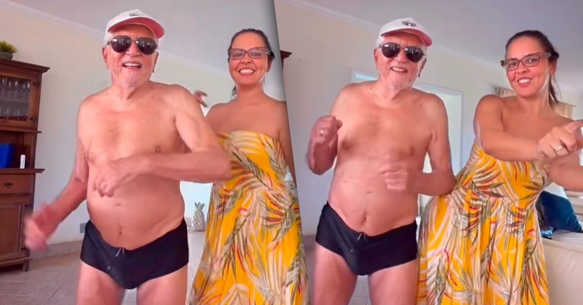 De sunga, Carlos Alberto de Nóbrega viraliza ao reproduzir dancinha de Virginia