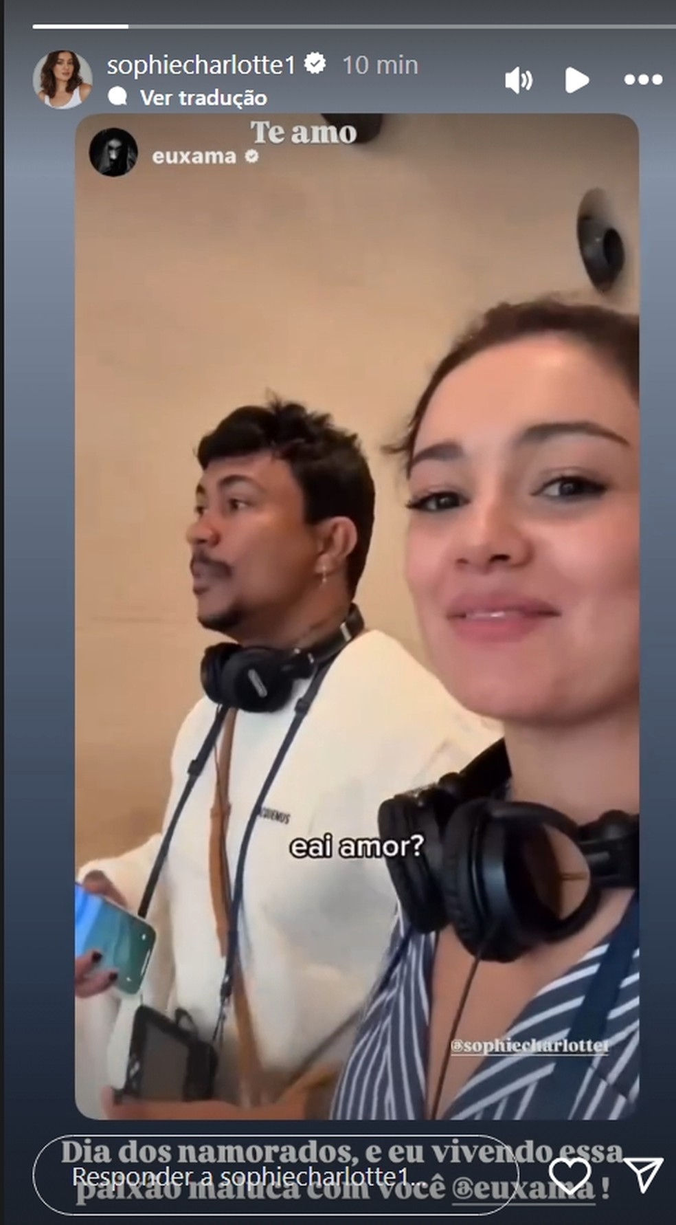 Xamã faz declaração de amor e Sophie Charlotte responde: "Vivendo essa paixão maluca com você" — Foto: Reprodução/Instagram