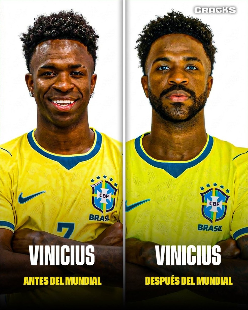 Nova foto de Vini Jr. ap&oacute;s harmoniza&ccedil;&atilde;o na Sele&ccedil;&atilde;o Brasileira viraliza na web &mdash; Foto: Reprodu&ccedil;&atilde;o: X