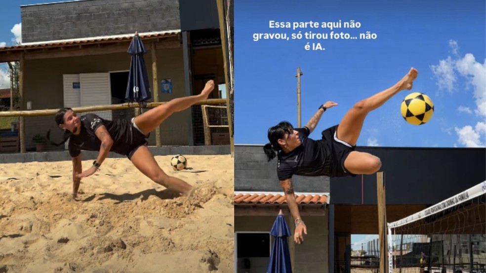 Ana Castela brinca sobre jogo de futevôlei — Foto: Reprodução / Instagram