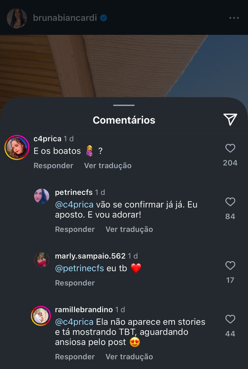 Seguidores de Bruna Biancardi já estavam desconfiados — Foto: Reprodução/Instagram