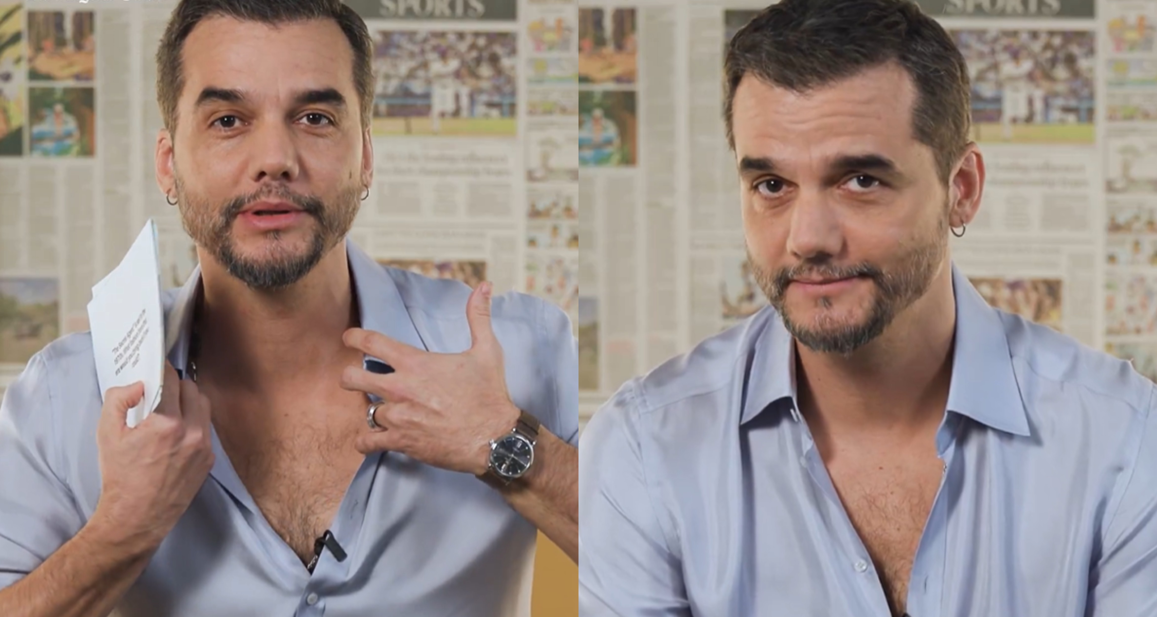 Wagner Moura abre a camisa durante entrevista para veículo internacional e fãs se derretem na web