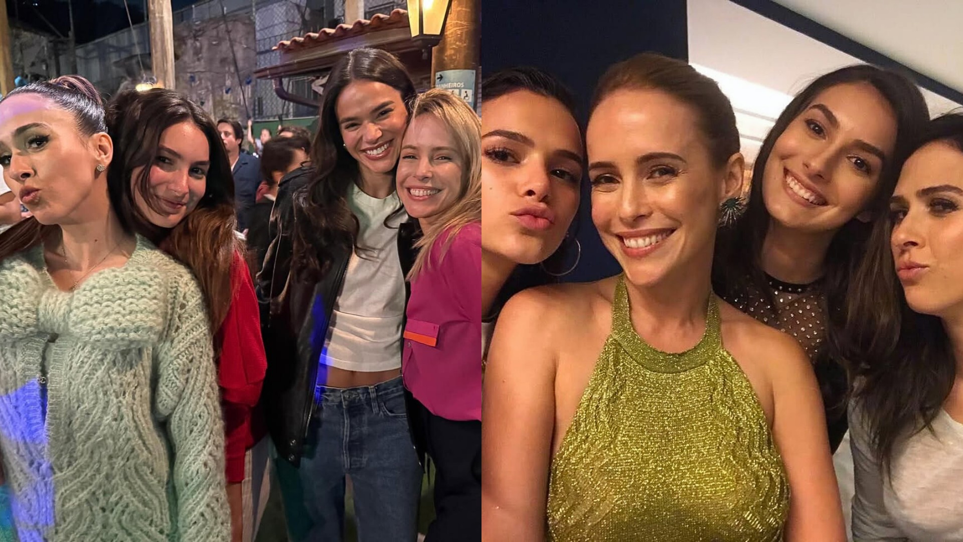 Bruna Marquezine e Tatá Werneck posam juntas e recriam foto com colegas de elenco