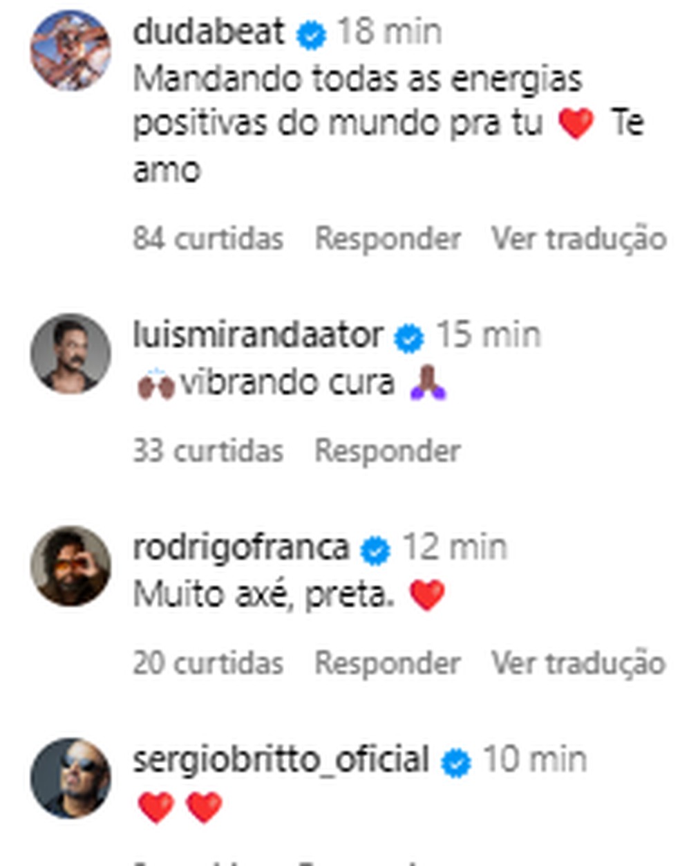 Famosos mandam carinho para Preta Gil — Foto: reprodução