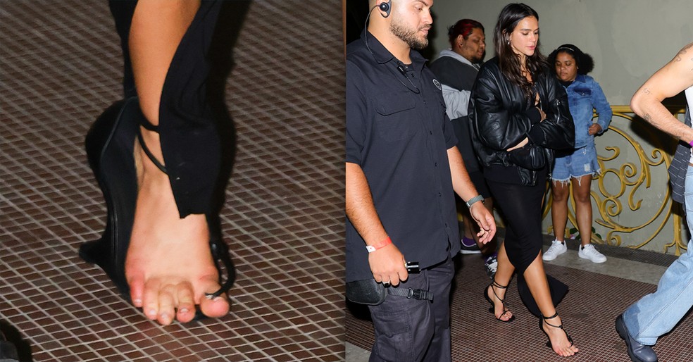 Sandália que deixou Bruna Marquezine na mão em after com João Guilherme  custa mais de R$ 12 mil