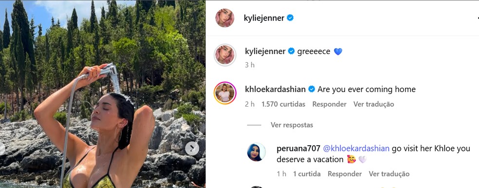Khloé Kardashian dá bronca da irmã, Kylie Jenner — Foto: Reprodução/Instagram