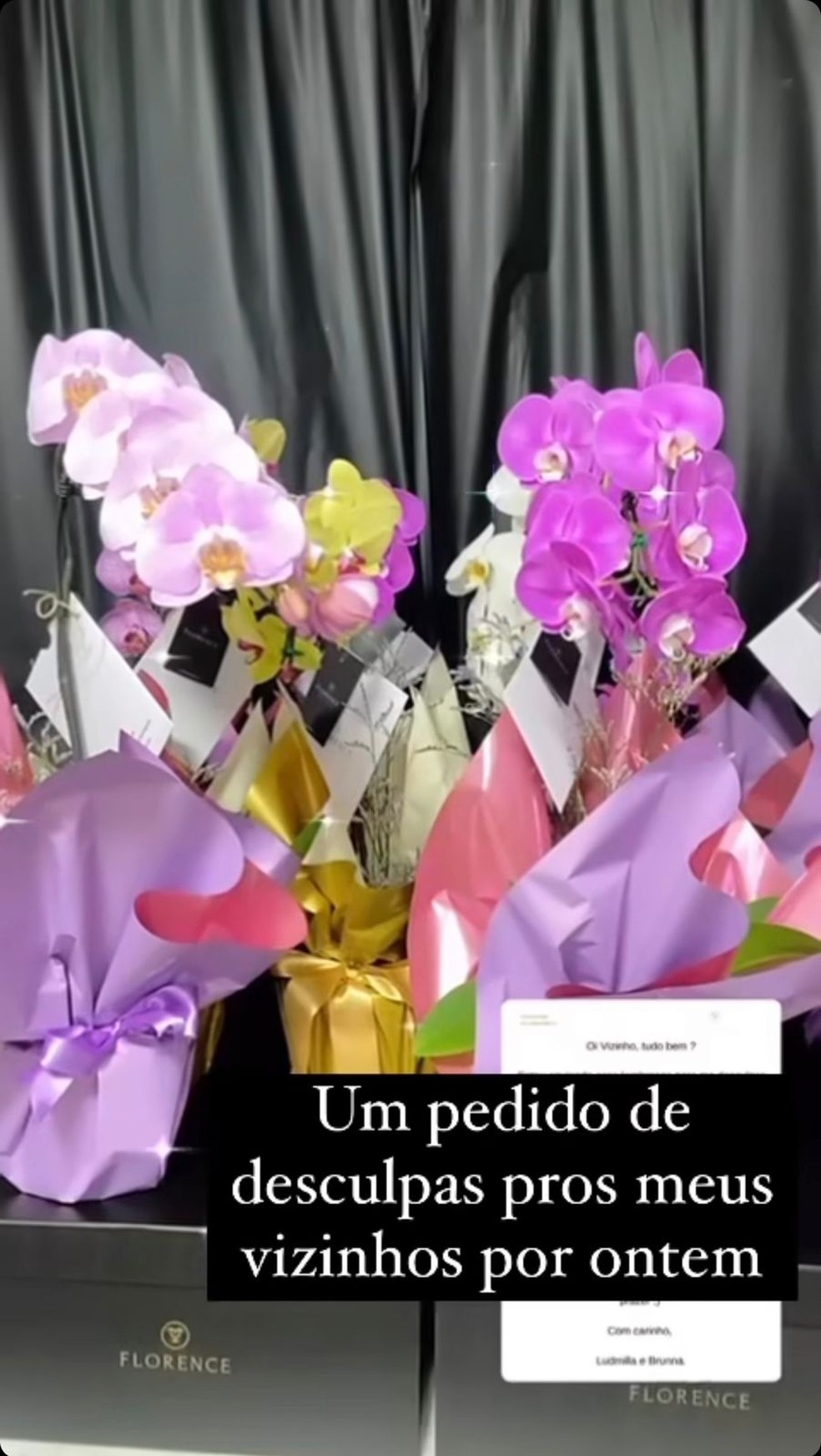 Ludmilla envia flores aos vizinhos como pedido de desculpas após after party — Foto: Instagram