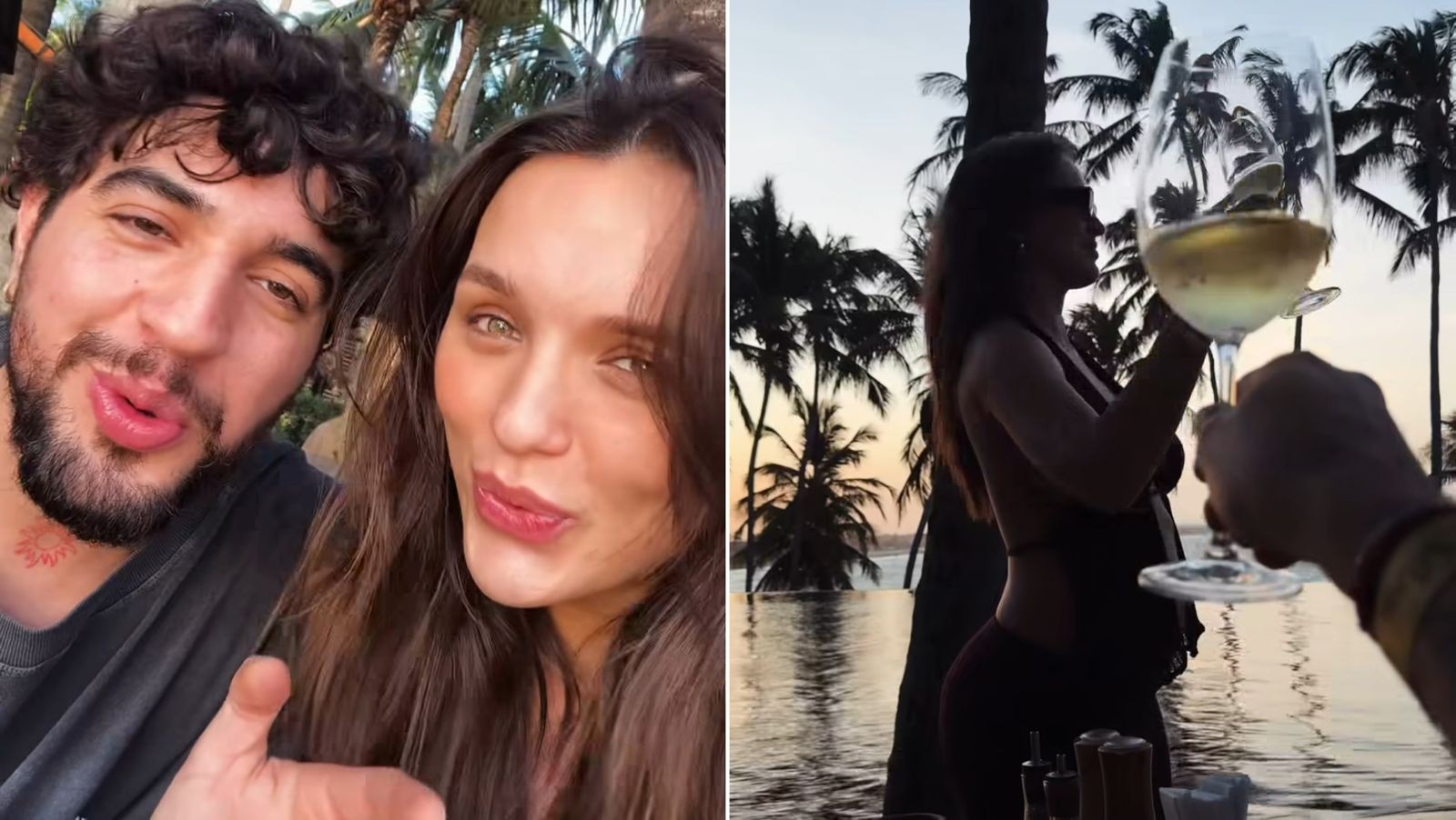 Grávida, Rafa Kalimann curte dia em resort com Nattan e brinda com vinho: 'Zero álcool'