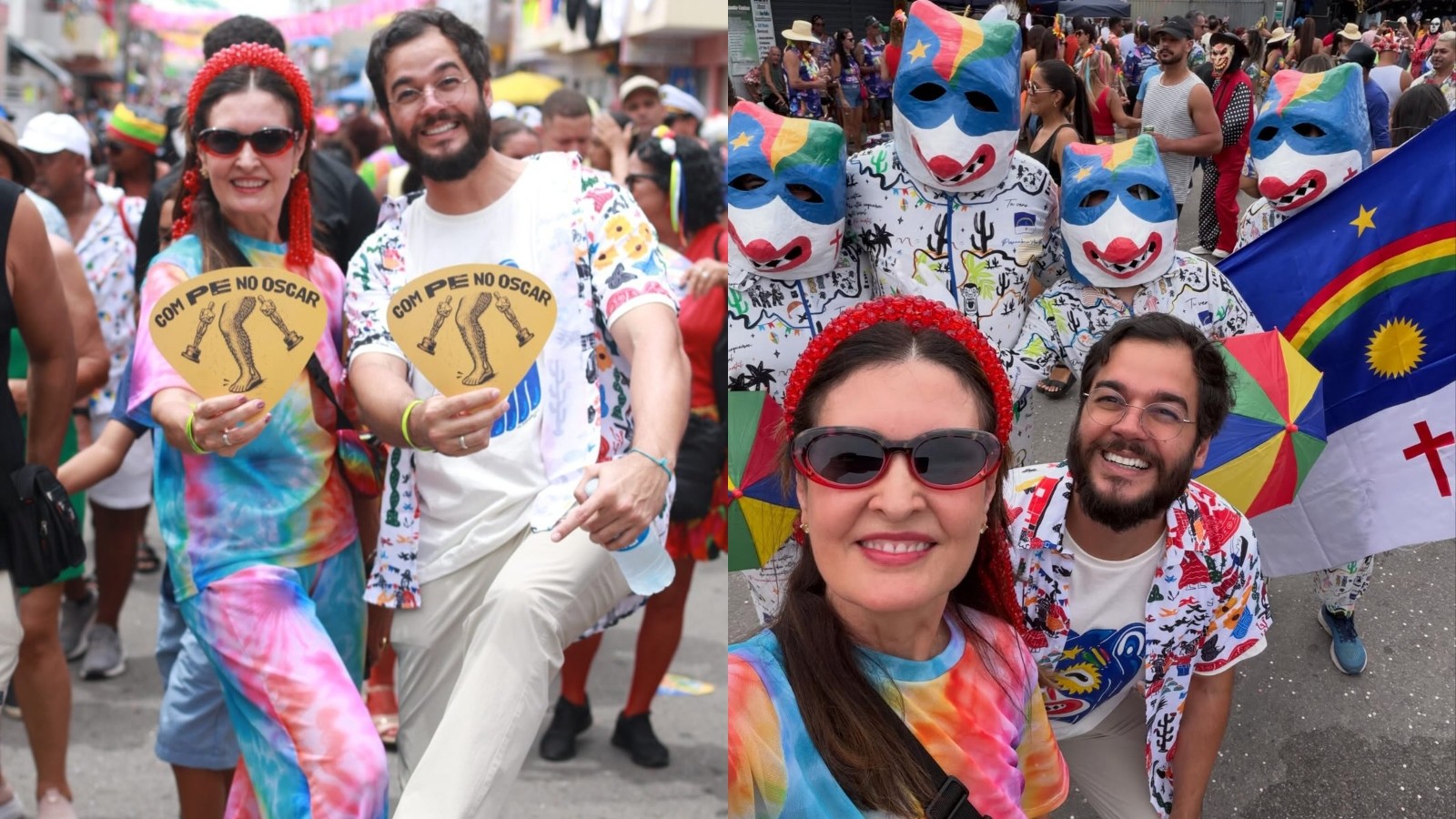 Fátima Bernardes e Túlio Gadêlha curtem juntos Carnaval de rua em Pernambuco