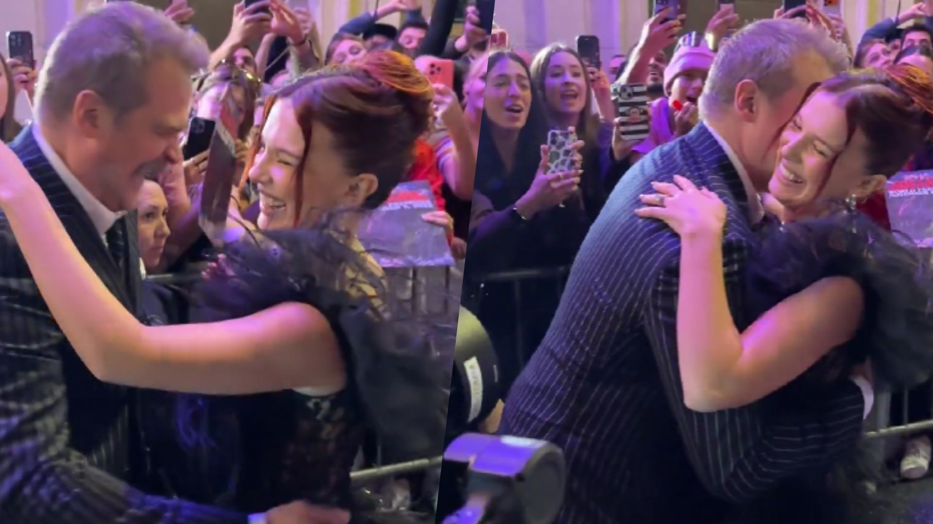 Millie Bobby Brown e David Harbour chegam juntos à première após rumores de assédio moral