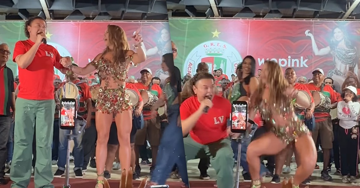 Virginia entra na brincadeira e 'zoa' sua coreografia como rainha de bateria da Grande Rio com David Brazil