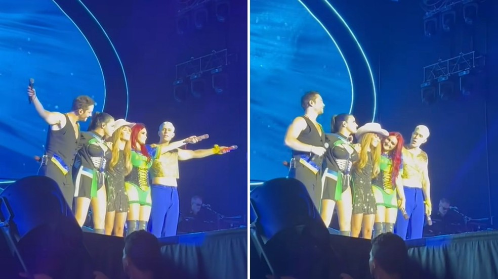 Anahí conta com apoio de membros do RBD e da plateia brasileira enquanto se apresenta doente — Foto: Reprodução/Instagram