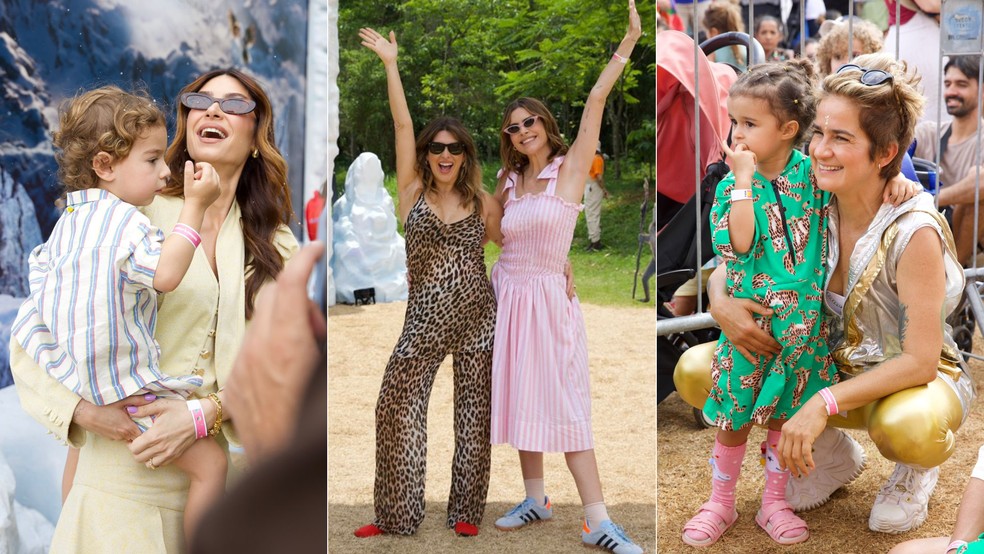 Thaila Ayala, Fernanda Paes Leme e Julia Faria e Lan Lahn com a filha — Foto: Divulgação/Hanna Rocha