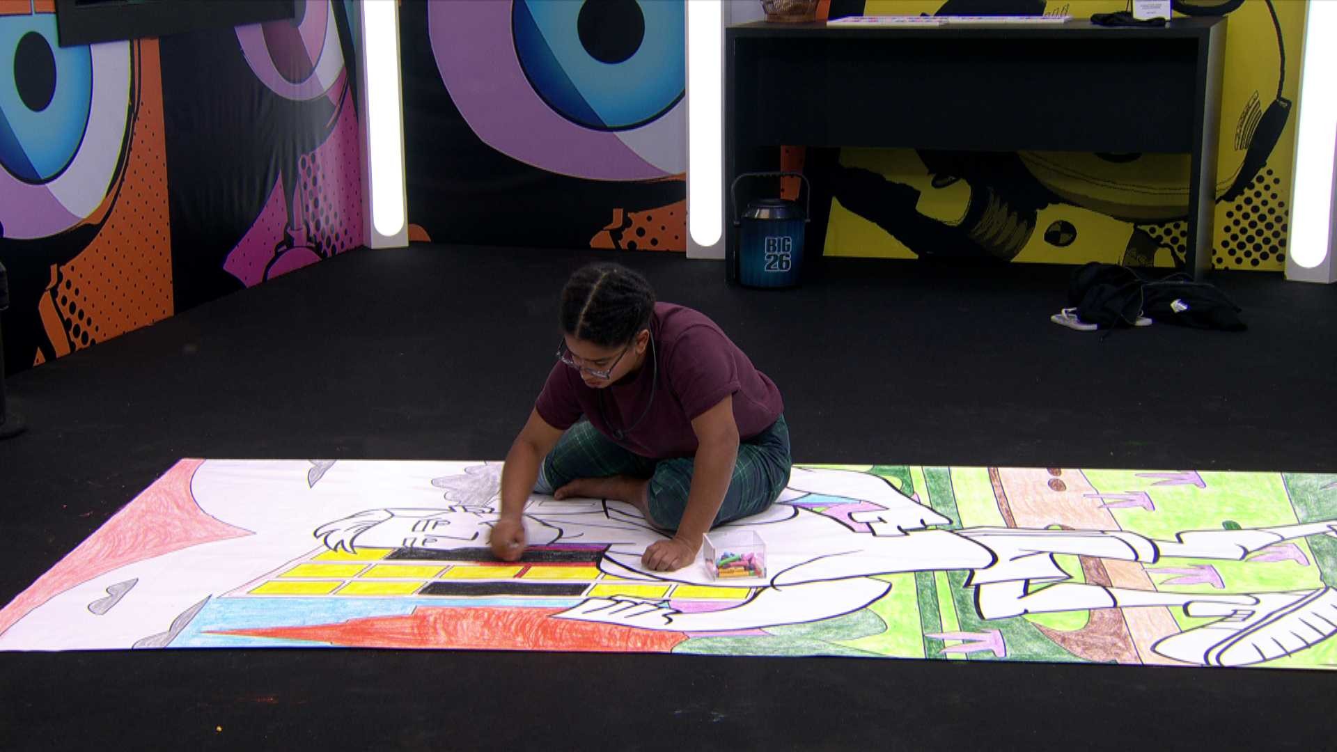 Barrado no Baile: Milena completa primeira hora pintando desenho de Jonas Sulzbach