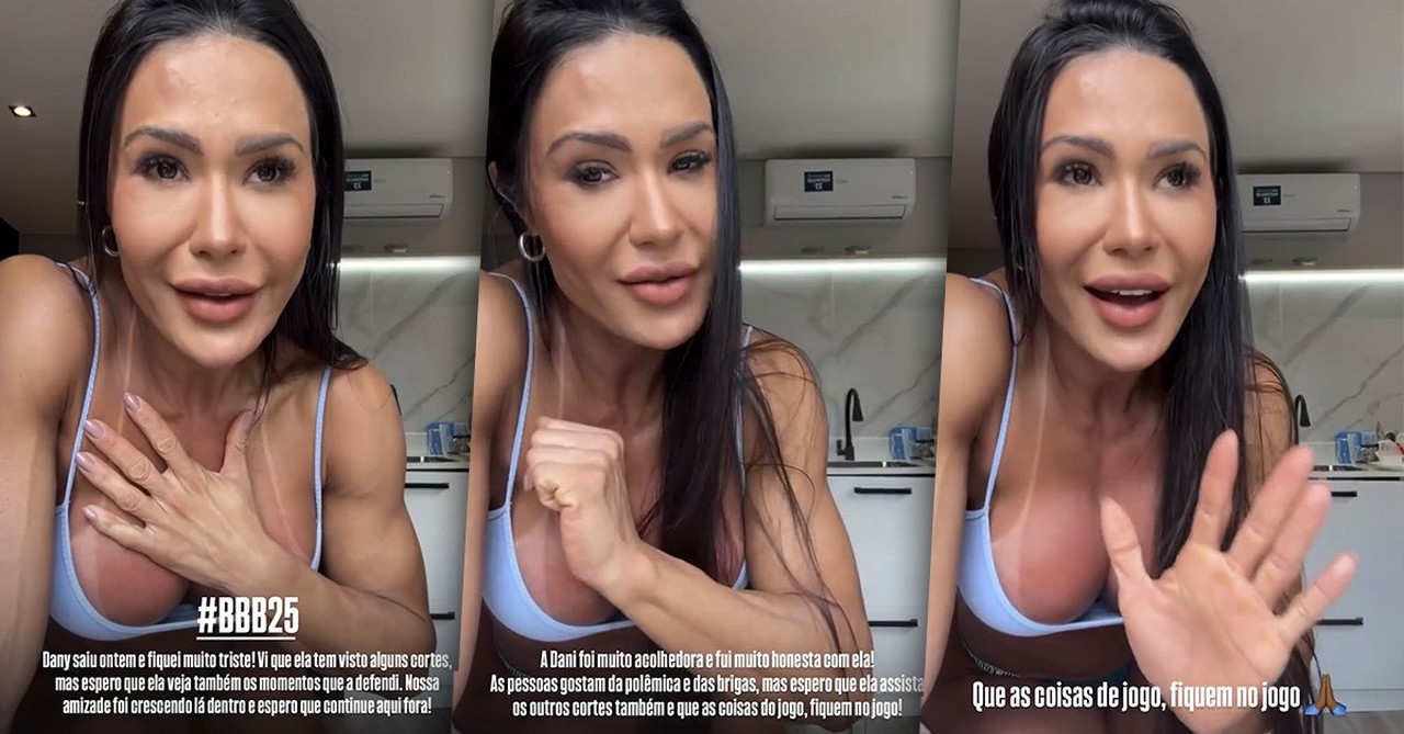 Gracyanne Barbosa comenta Eliminação de Daniele Hypolito e lamenta: 'Vai ter algumas percepções que eu não gostaria'