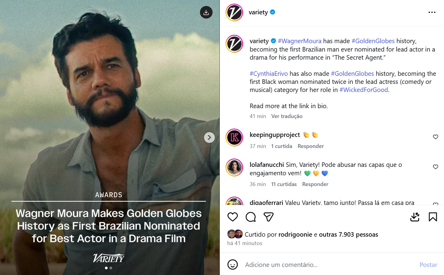 Wagner Moura faz história como o primeiro brasileiro indicado a Melhor Ator de Drama no Globo de Ouro