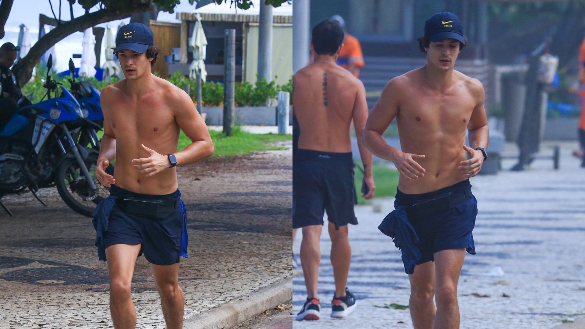 Pedro Waddignton é clicado correndo sem camisa na Barra da Tijuca