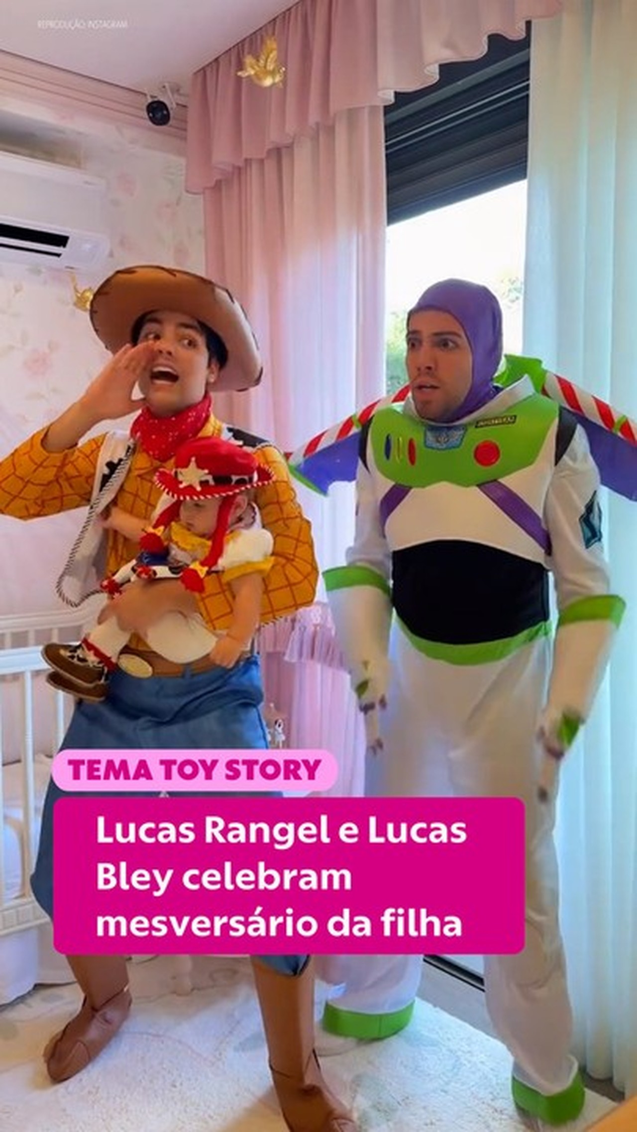 Lucas Rangel e Lucas Bley celebram mesversário da filha com tema 'Toy Story'