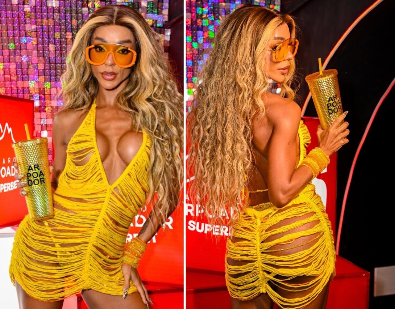 Brunna Gonçalves aposta em decotão e bumbum de fora em look para camarote