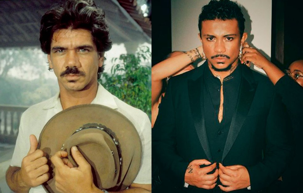 Jackson Antunes foi o matador Damião, papel que será de Xamã na nova versão. — Foto: Globo e Reprodução Instagram