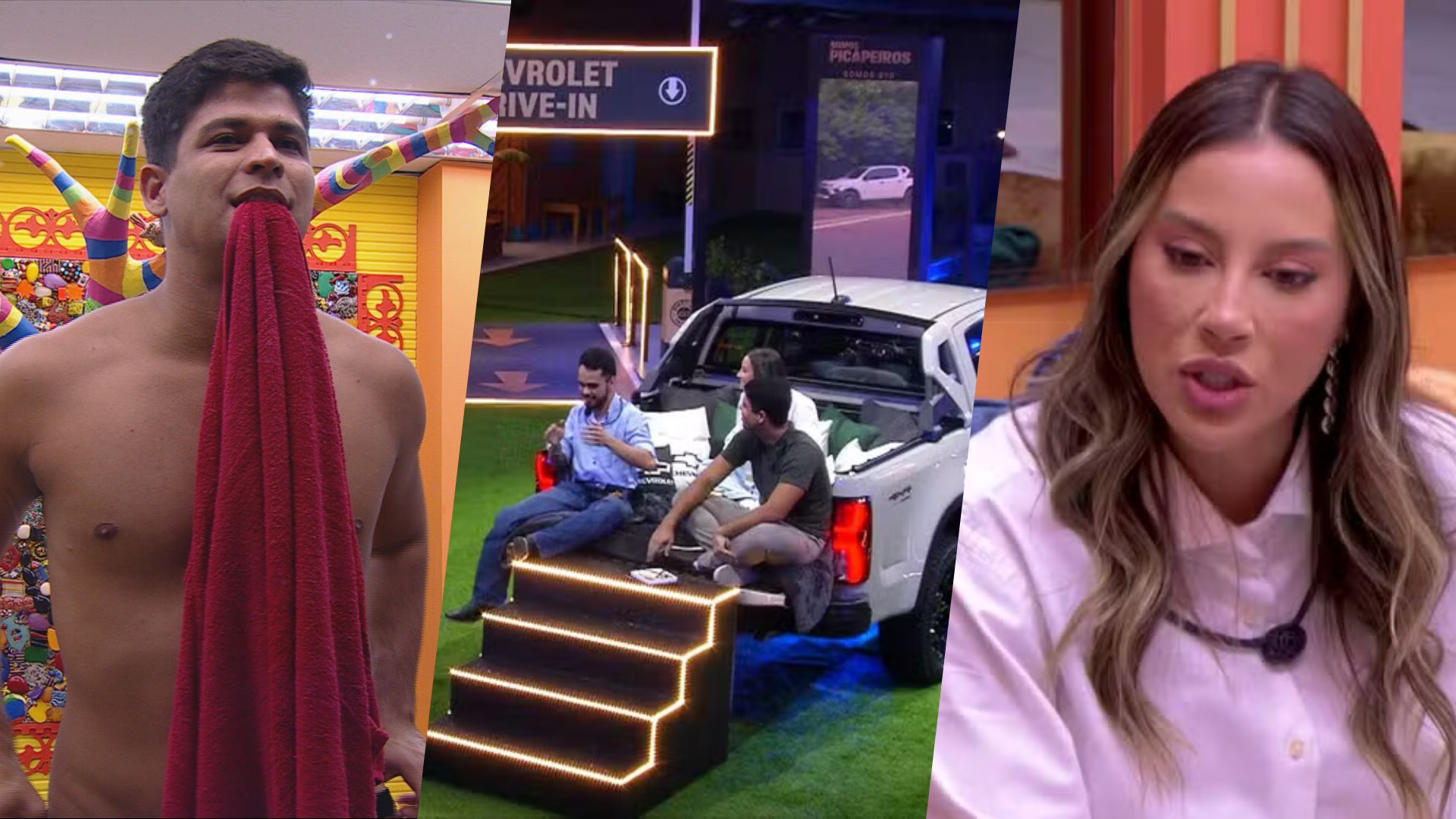 Resumo BBB 25 de hoje: última madrugada de finalistas tem drive-in, questionamento de imitação e saudades