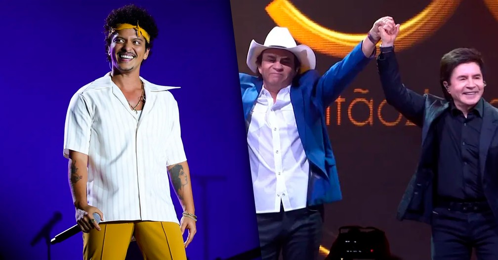 Bruno Mars e Chitãozinho e Xororó — Foto: Brazil News / Reprodução