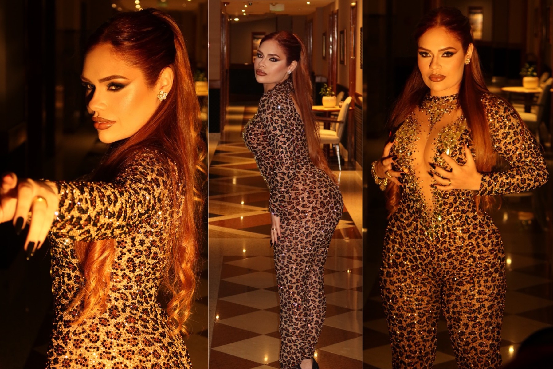 Presidente da Unidos de Padre Miguel usa macacão cravejado de cristais Swarovski em ensaio técnico