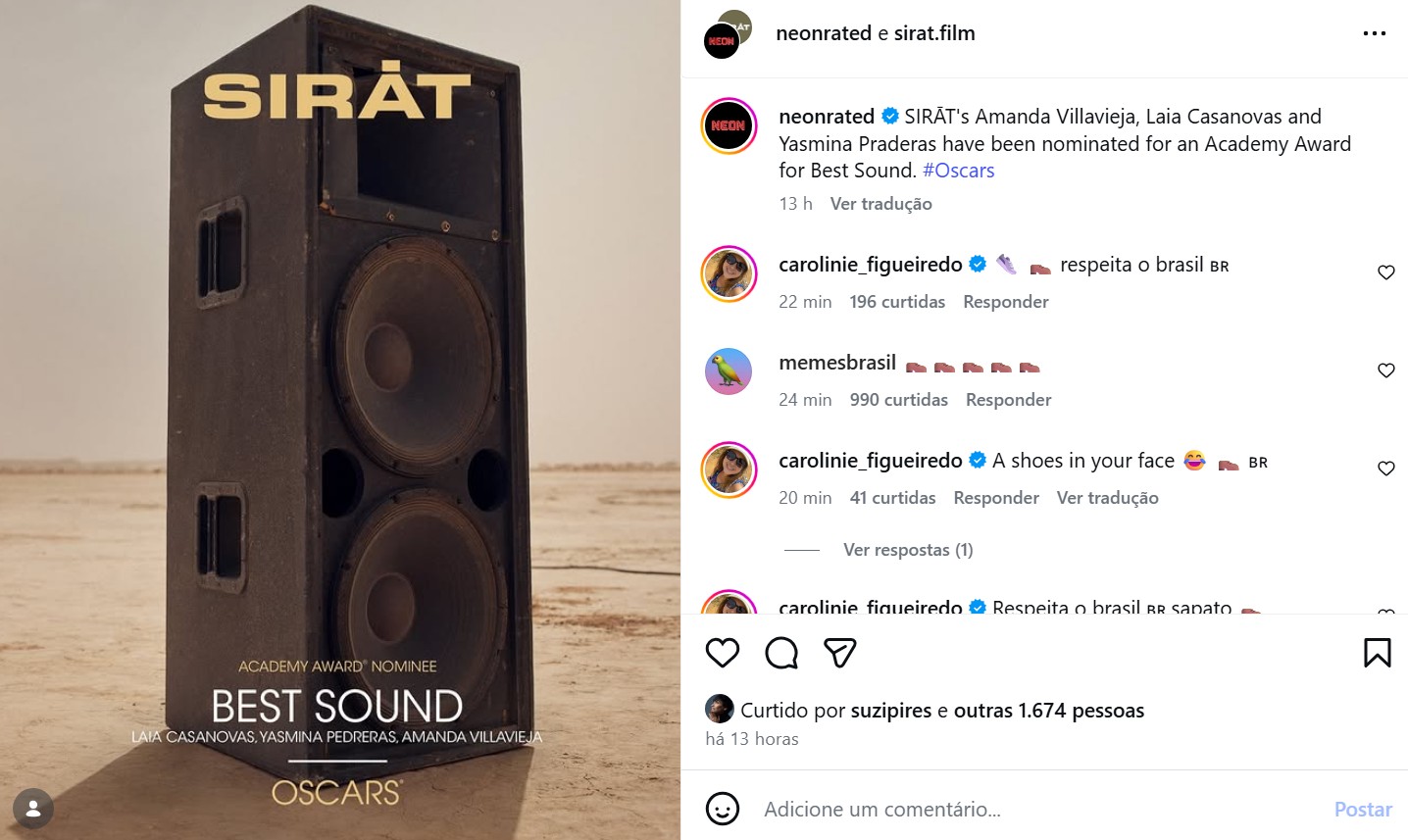 Brasileiros invadem conta do filme ‘Sirat’ após alfinetada do diretor sobre ‘O Agente Secreto’