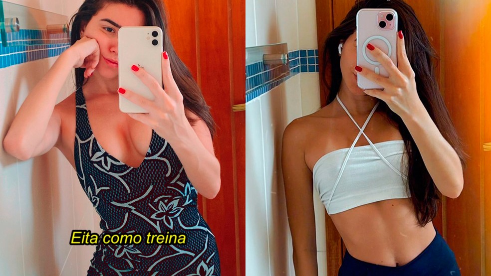 Juliane mostra selfies após treino — Foto: Reprodução/instagram