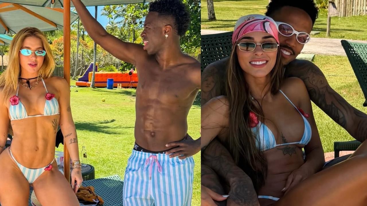 Tainá e Éder Militão combinam looks com Virginia e Vini Jr. em férias em Trancoso