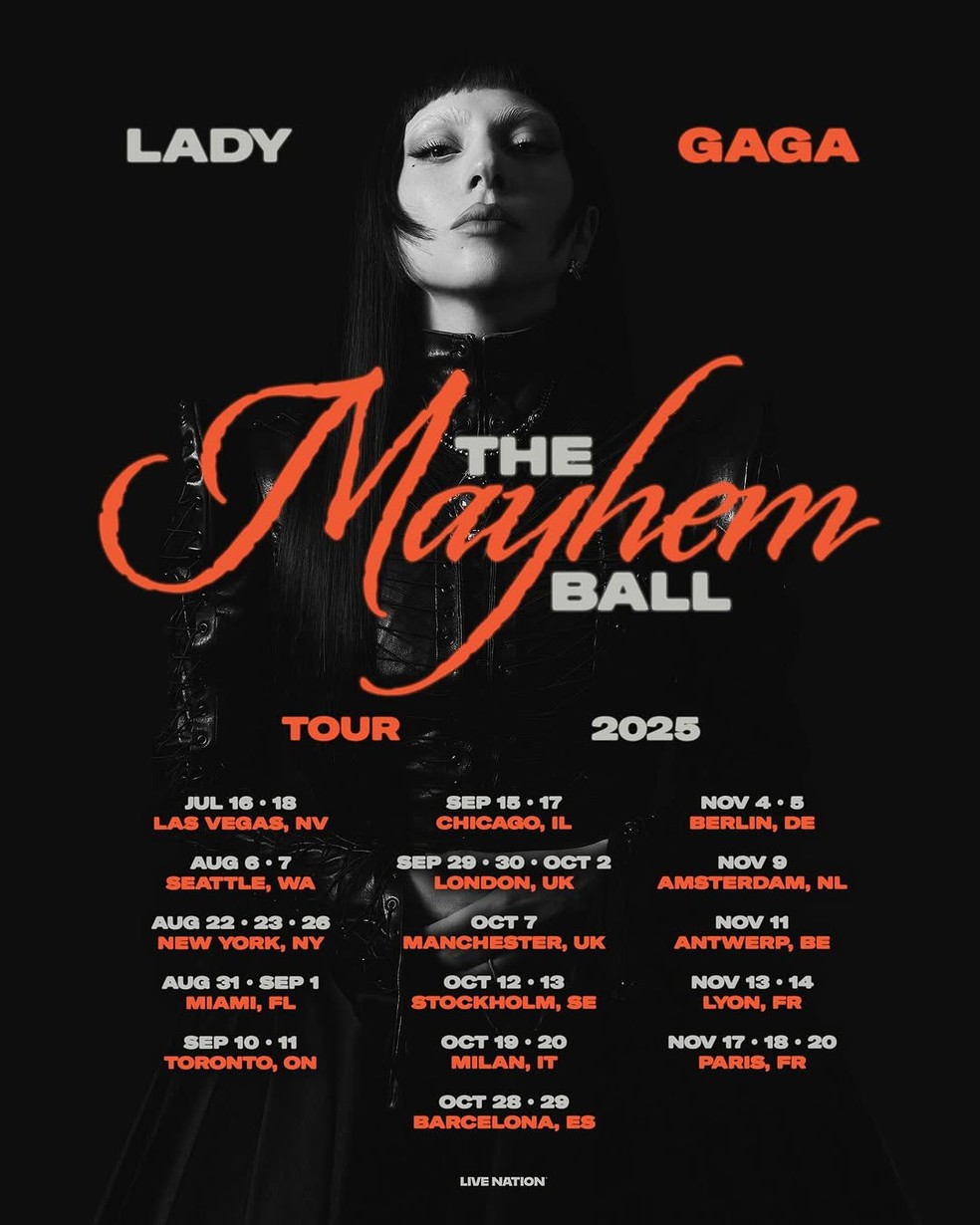 Prestes a fazer show no Brasil, Lady Gaga anuncia turnê 'MAYHEM
