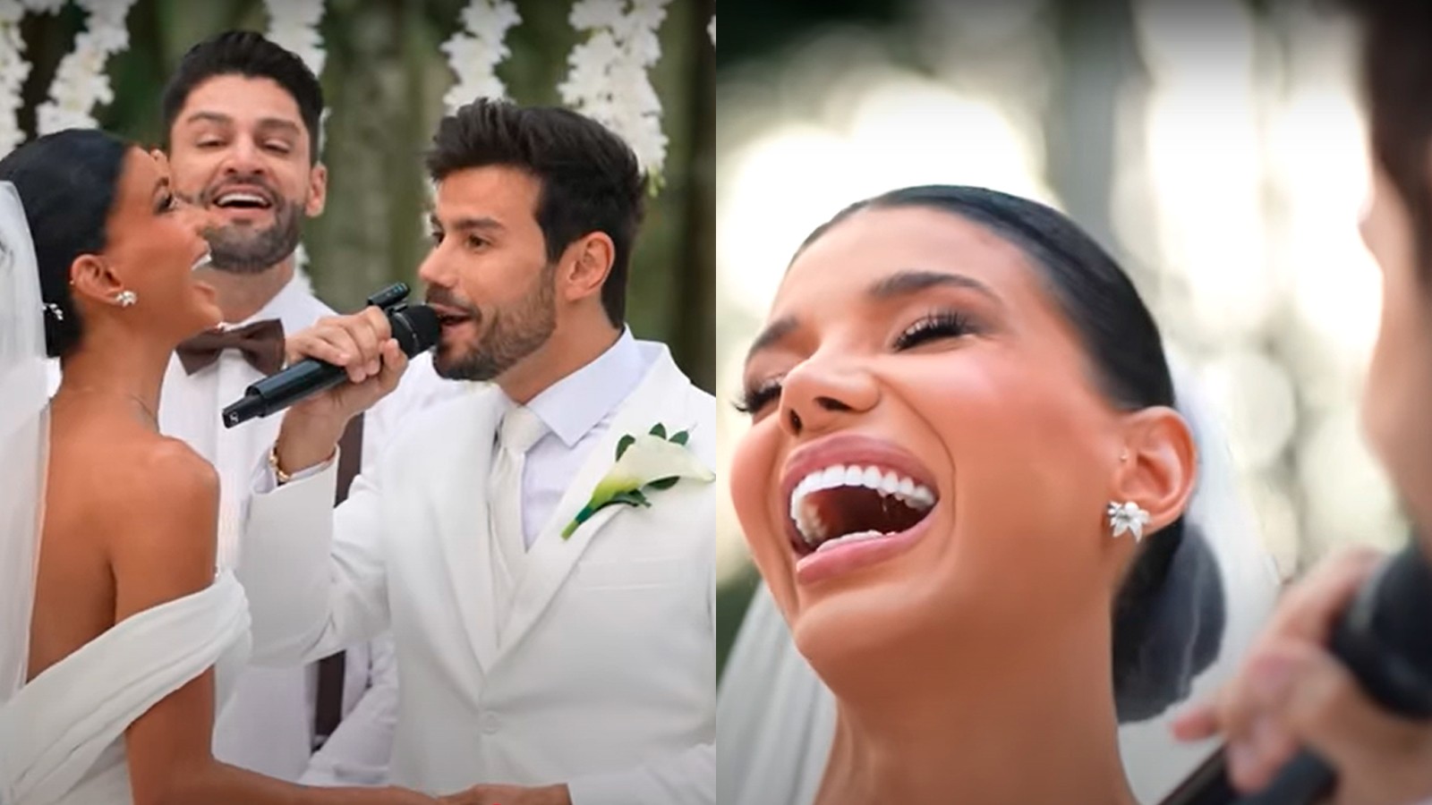 Mariano surpreende Jakelyne Oliveira ao cantar música que fala de filhos durante casamento; veja reação