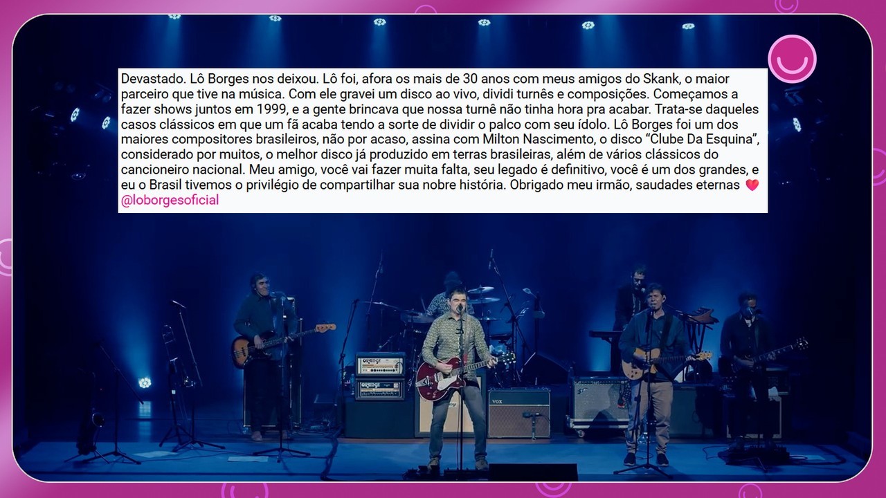 Samuel Rosa posta homenagem a Lô Borges: 'o maior parceiro que tive na música'