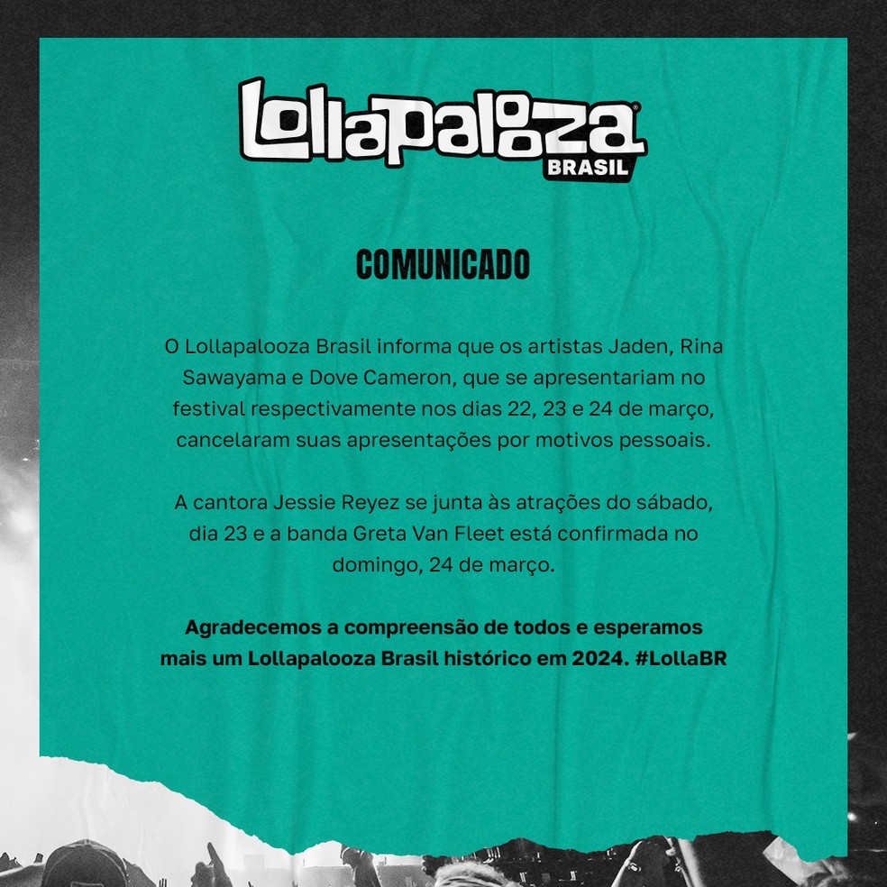 Lollapalooza Brasil 2024: Veja lineup completo desta edição