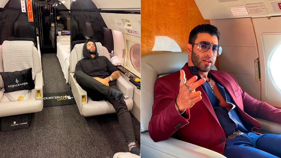Gusttavo Lima tem cama dentro do jatinho — Foto: Reprodução/Instagram 
