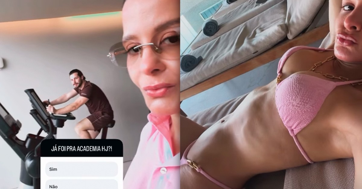Após malhar com o namorado, Maiara exibe corpo em biquíni durante viagem a Portugal
