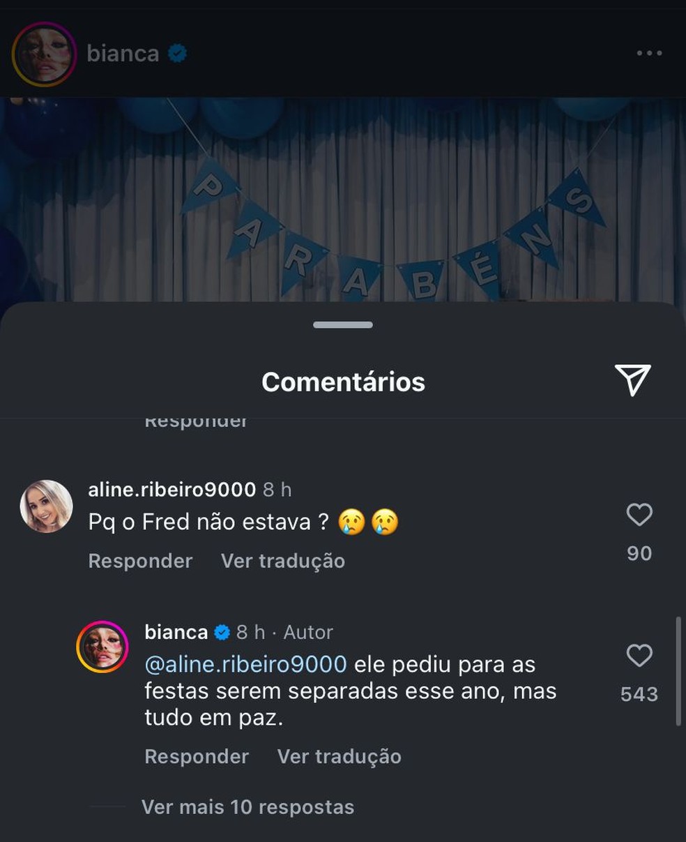 Bianca Andrade explica ausência de Fred Bruno no aniversário do filho — Foto: Reprodução