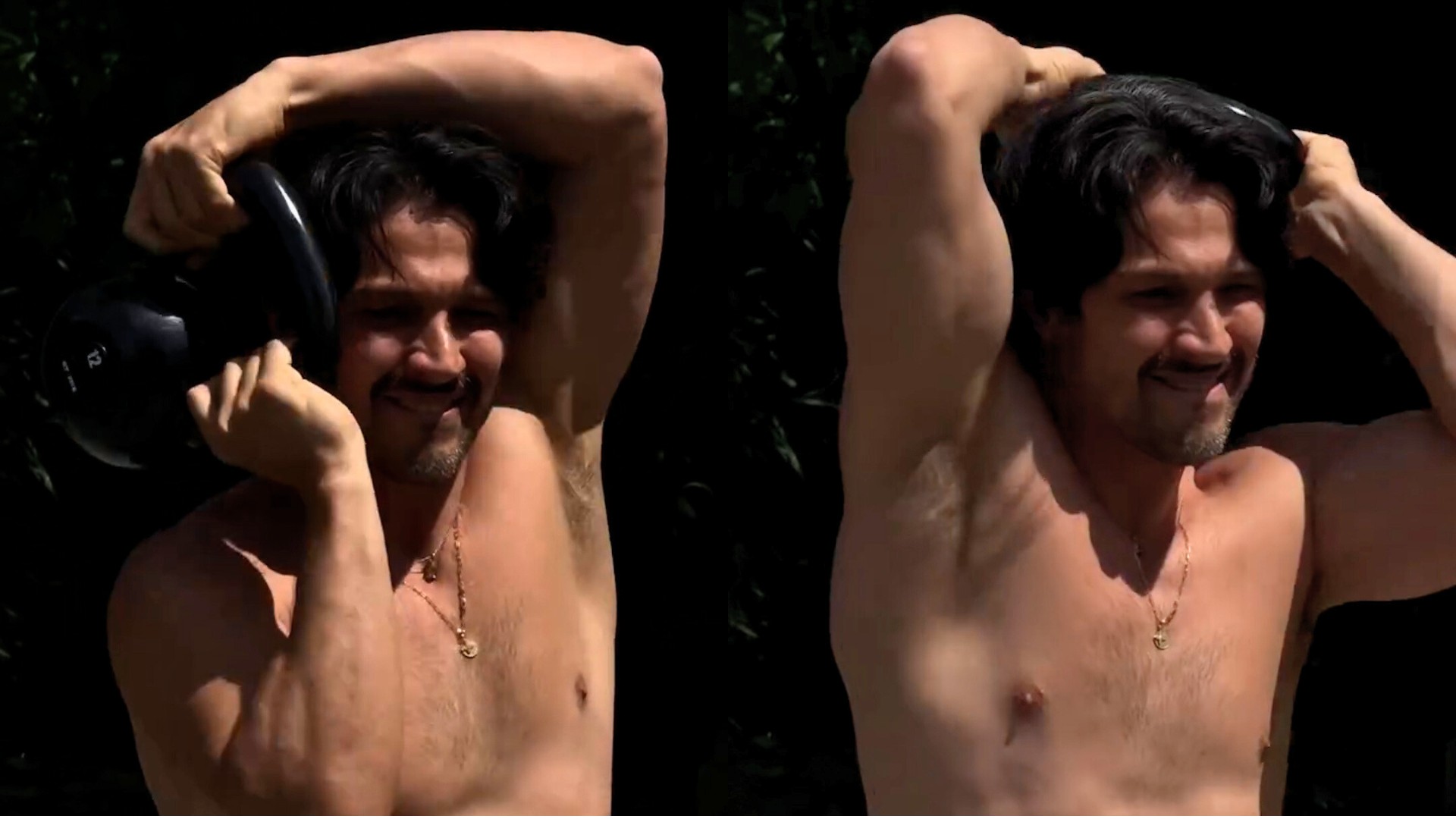 Romulo Estrela mostra shape sarado em treino à beira da piscina, e fãs brincam: 'Se estava triste, não lembro'