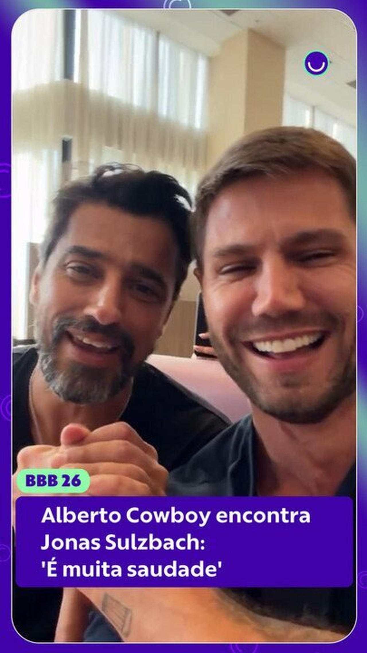 Alberto Cowboy reencontra Jonas Sulzbach fora do BBB 26 e brinca: 'É muita saudade'